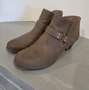 Naturalizer Brown Size 10W Kieran Block Heel Chelsea Zip Ankle Booties Boots